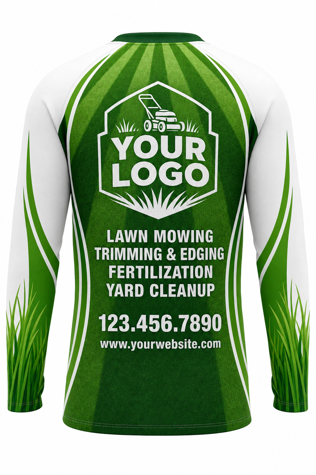 Grass Mow Stripes custom lawn care & landscaping crew uniform Long Sleeve — back