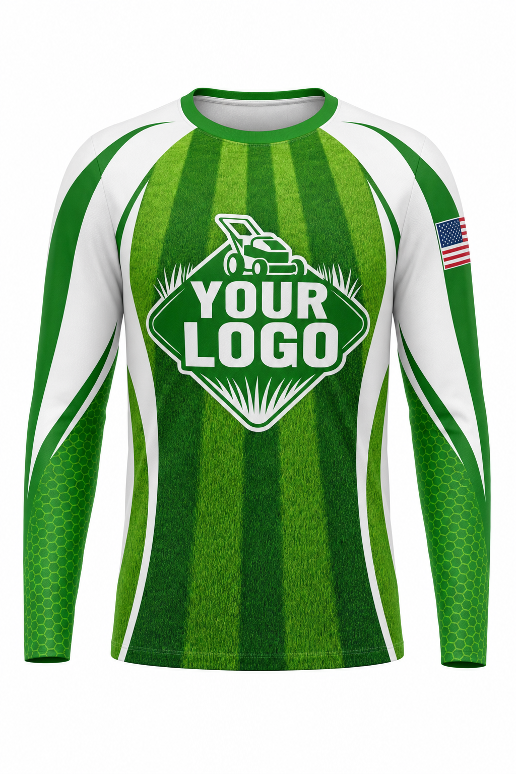 Grass Mow Stripes custom lawn care & landscaping crew uniform Long Sleeve — front