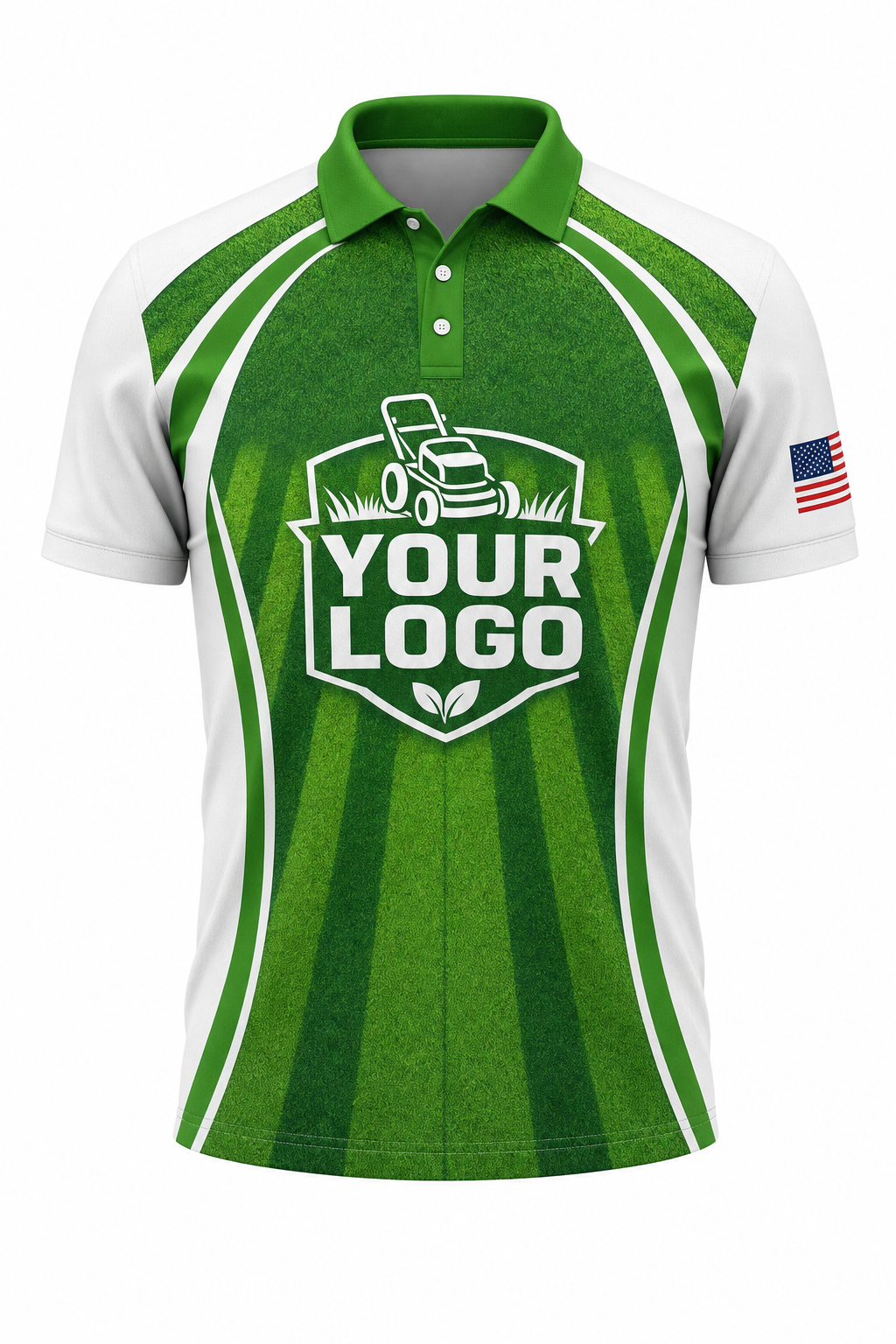 Grass Mow Stripes custom lawn care & landscaping crew uniform Polo — front