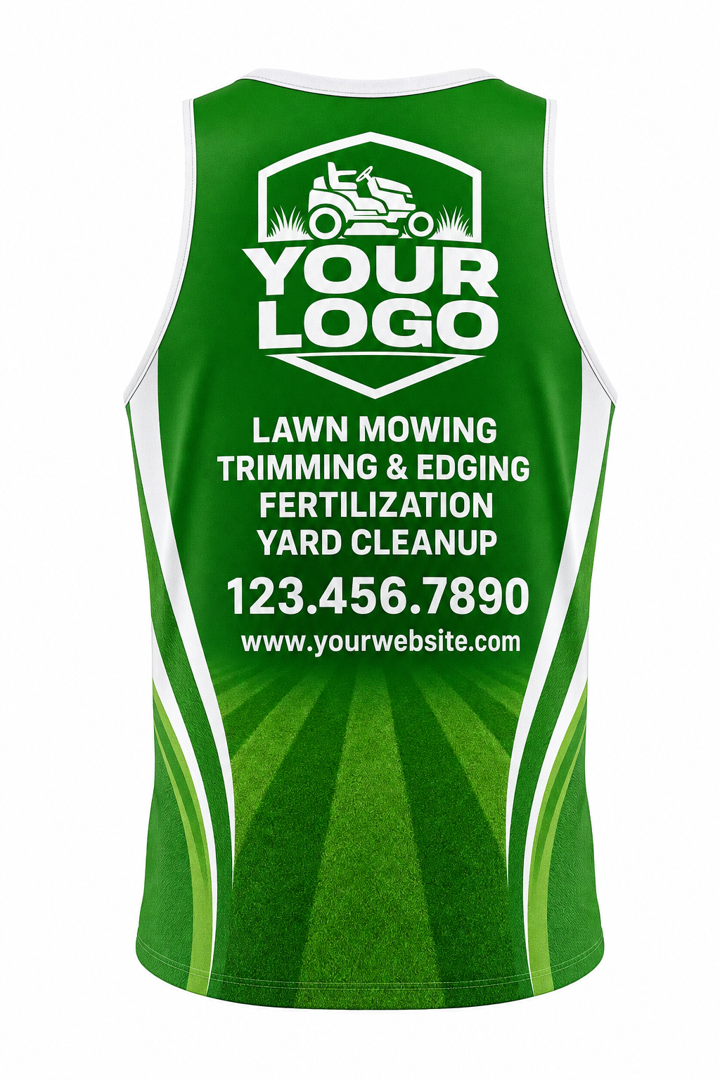 Grass Mow Stripes custom lawn care & landscaping crew uniform Tank Top — back