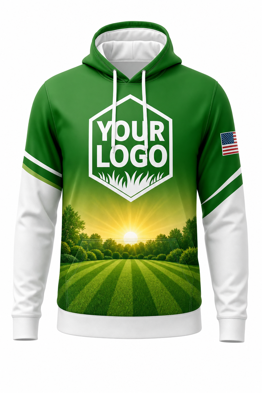 Grass Sunrise Yard custom lawn care & landscaping crew uniform Hoodie — front