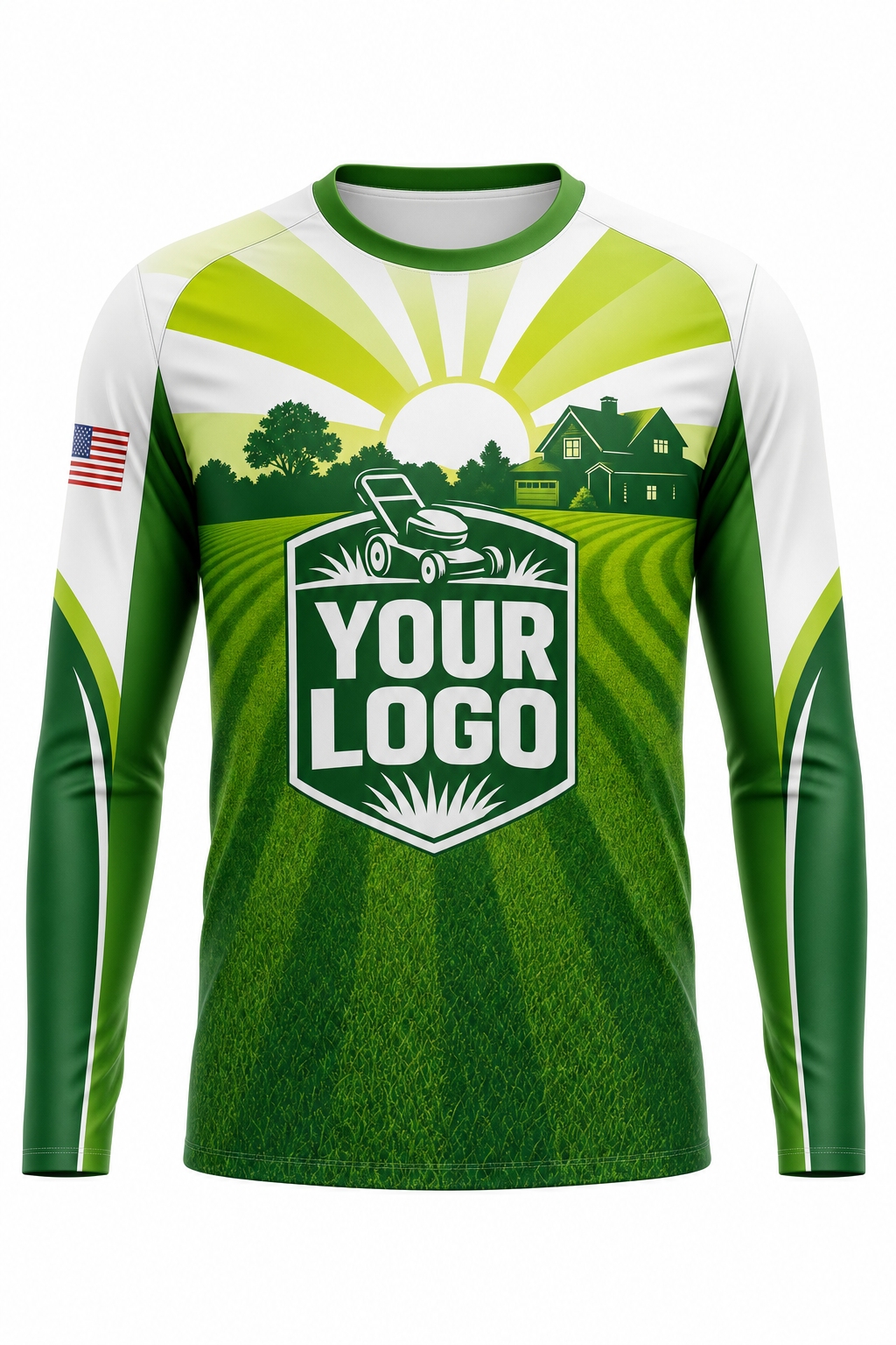Grass Sunrise Yard custom lawn care & landscaping crew uniform Long Sleeve — front