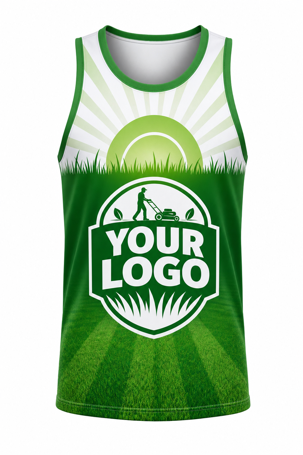 Grass Sunrise Yard custom lawn care & landscaping crew uniform Tank Top — front