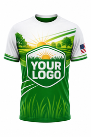 Grass Sunrise Yard custom lawn care & landscaping crew uniform T-Shirt — front