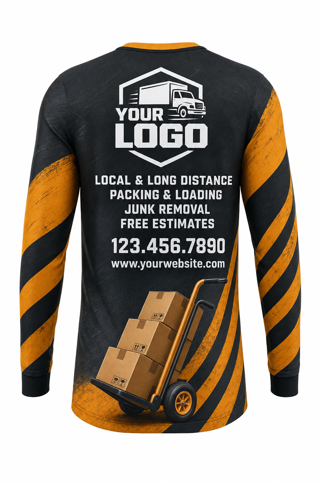 Hazard Stripe custom moving & junk removal crew uniform Long Sleeve — back