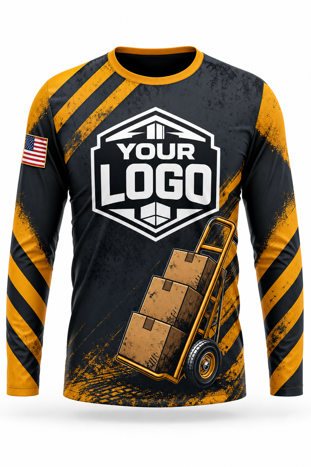 Hazard Stripe custom moving & junk removal crew uniform Long Sleeve — front
