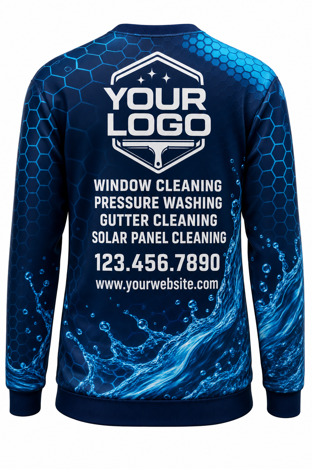 Hexa Flow custom window cleaning crew uniform sweatshirt — back (sweatshirt-back)