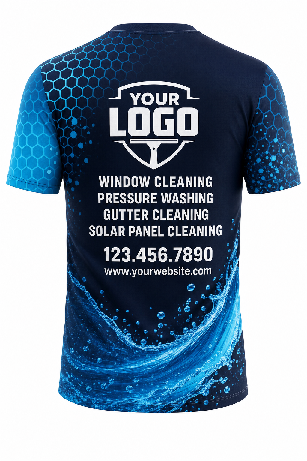 Hexa Flow custom window cleaning crew uniform t-shirt — back (tee-back)