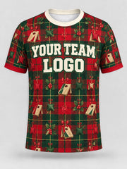 Holly Jolly Plaid custom cornhole team jersey, front