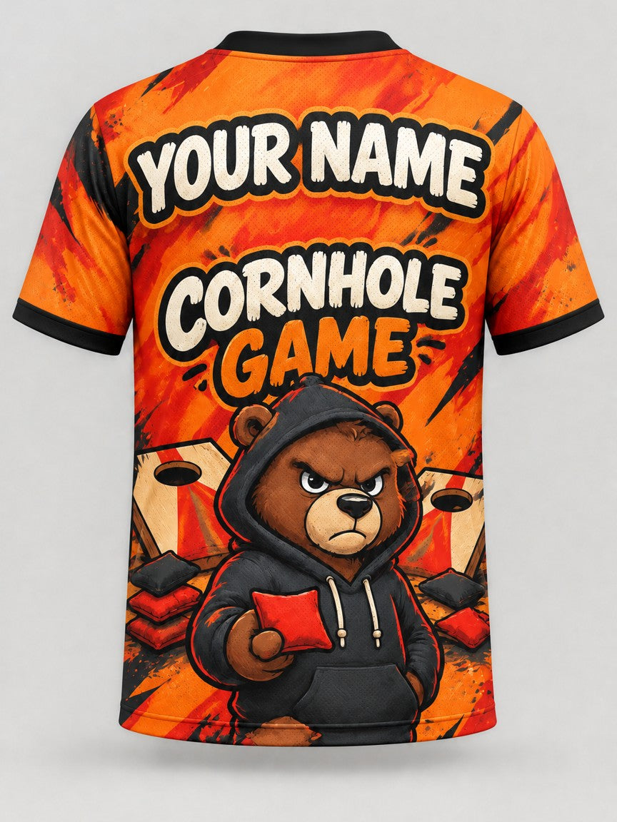 Hoodie Bear custom cornhole team jersey, back
