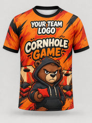 Hoodie Bear custom cornhole team jersey, front