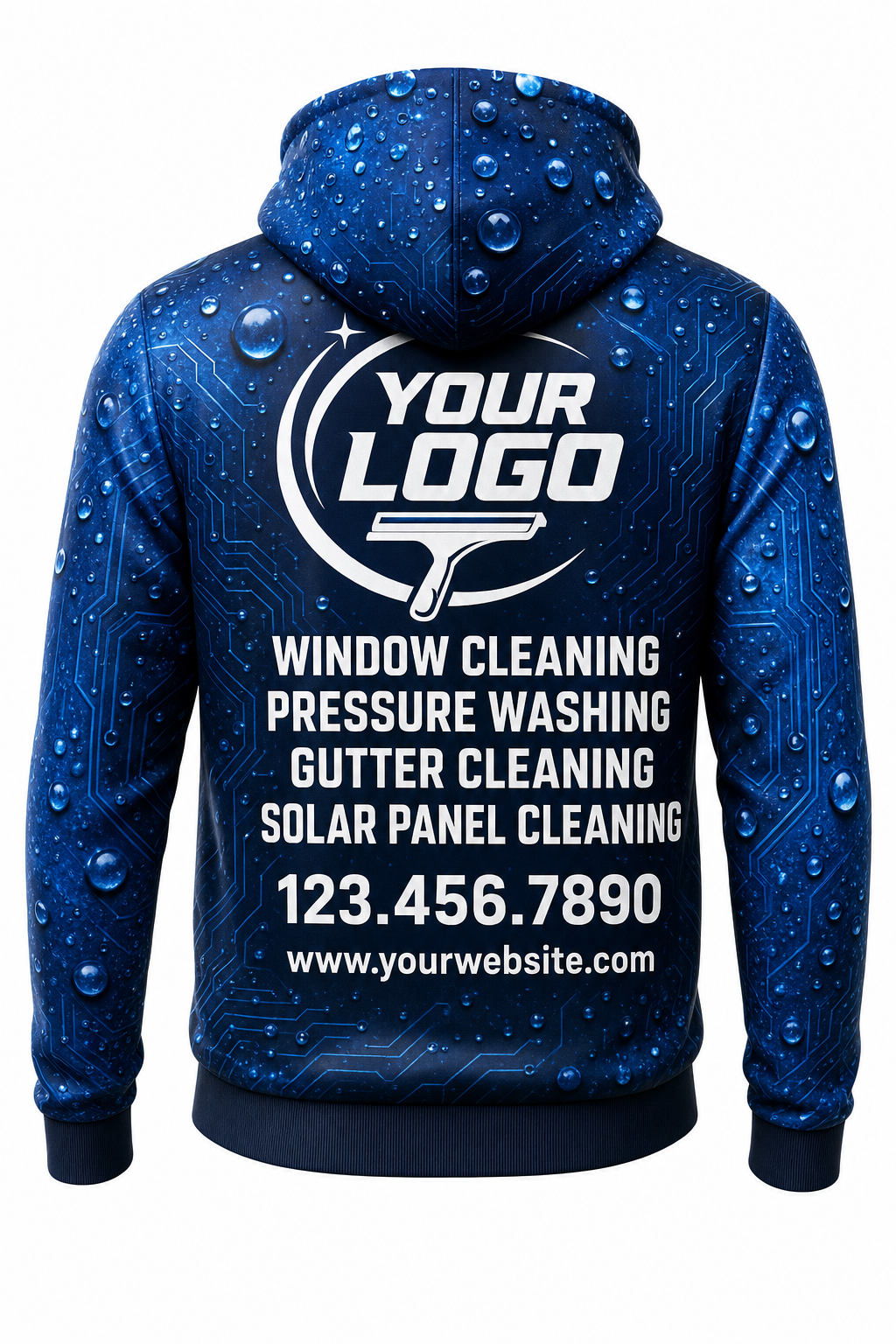 Hydro Tech custom window cleaning crew uniform hoodie — back (hoodie-back)