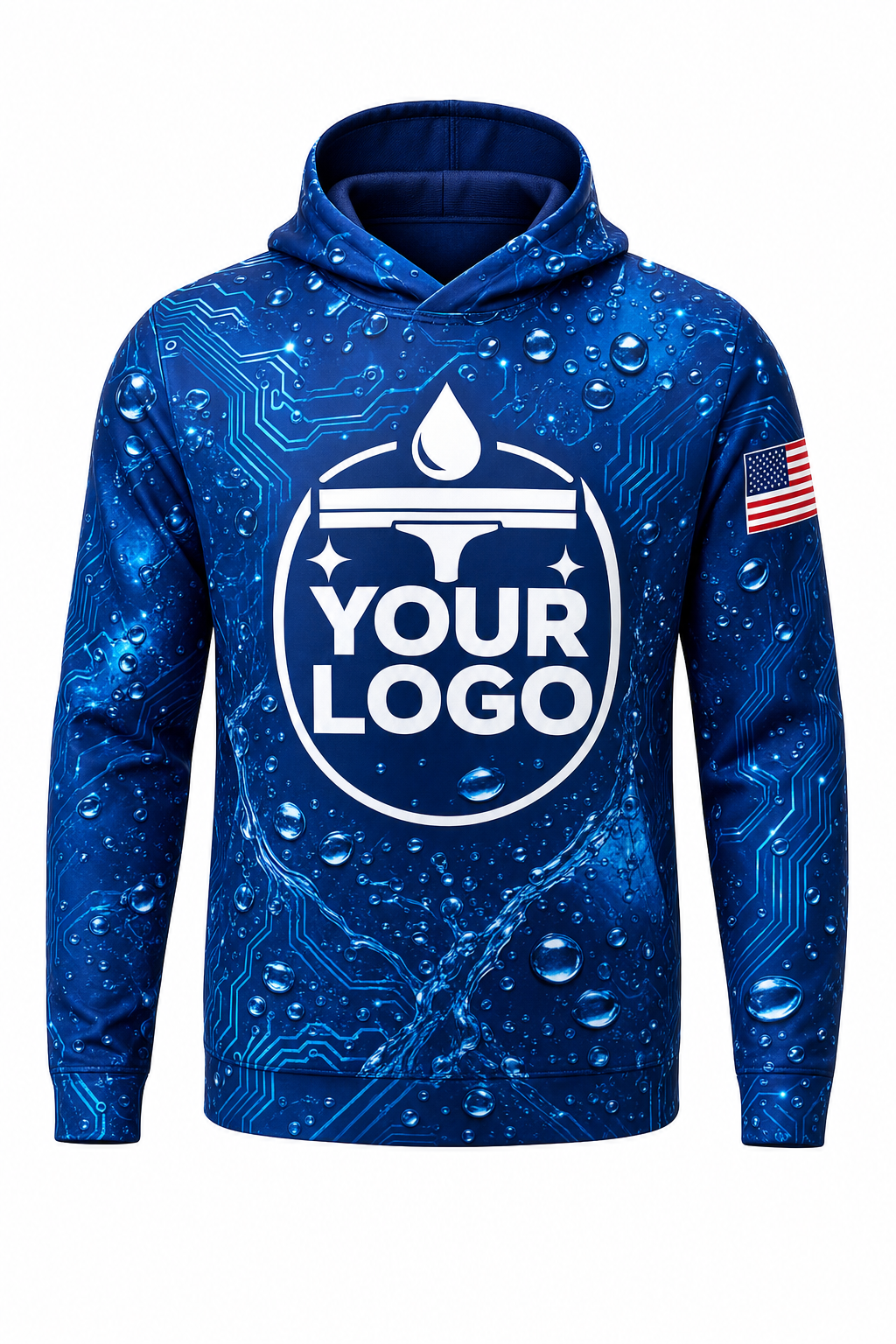 Hydro Tech custom window cleaning crew uniform hoodie — front (hoodie-front)