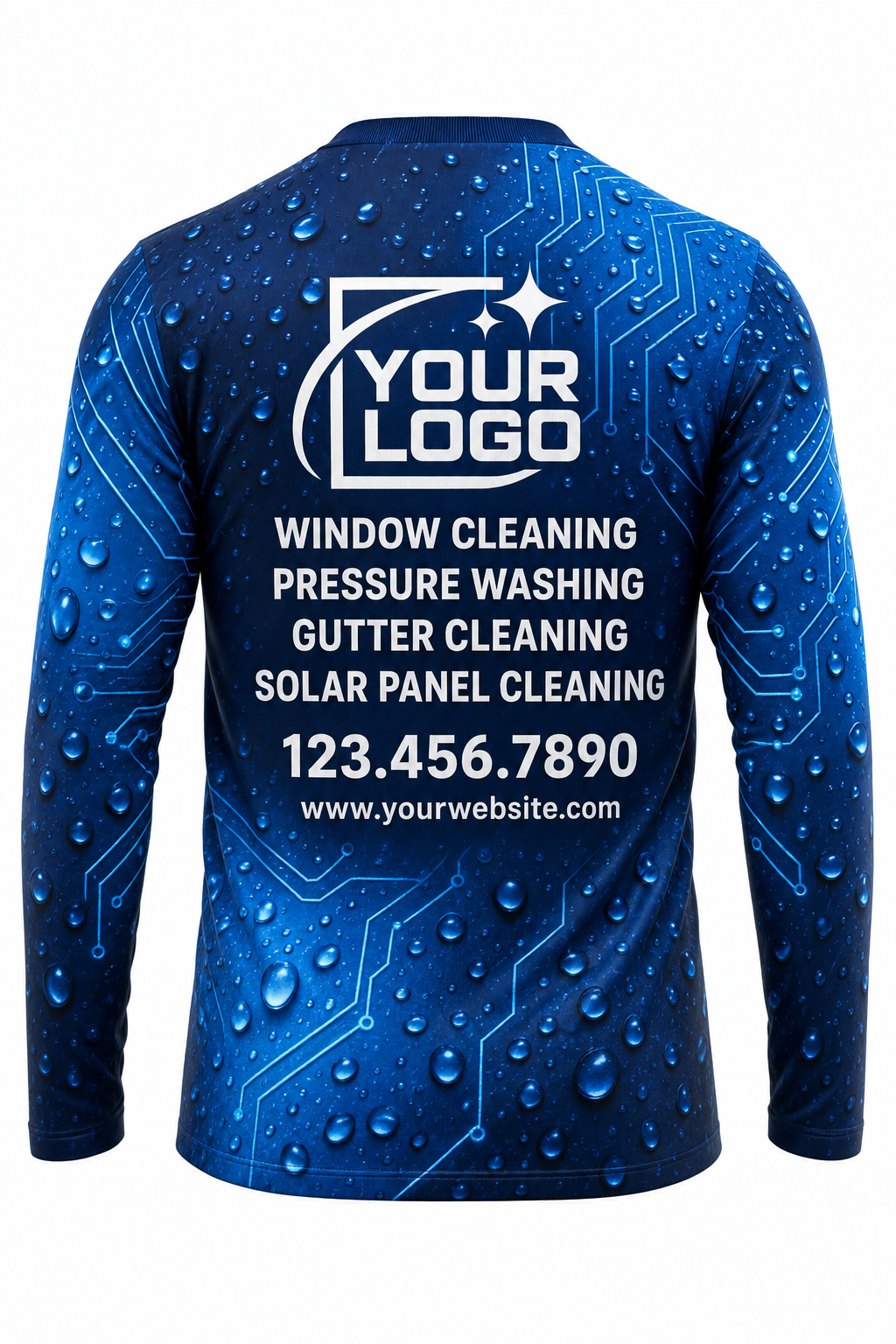 Hydro Tech custom window cleaning crew uniform long-sleeve shirt — back (longsleeve-back)