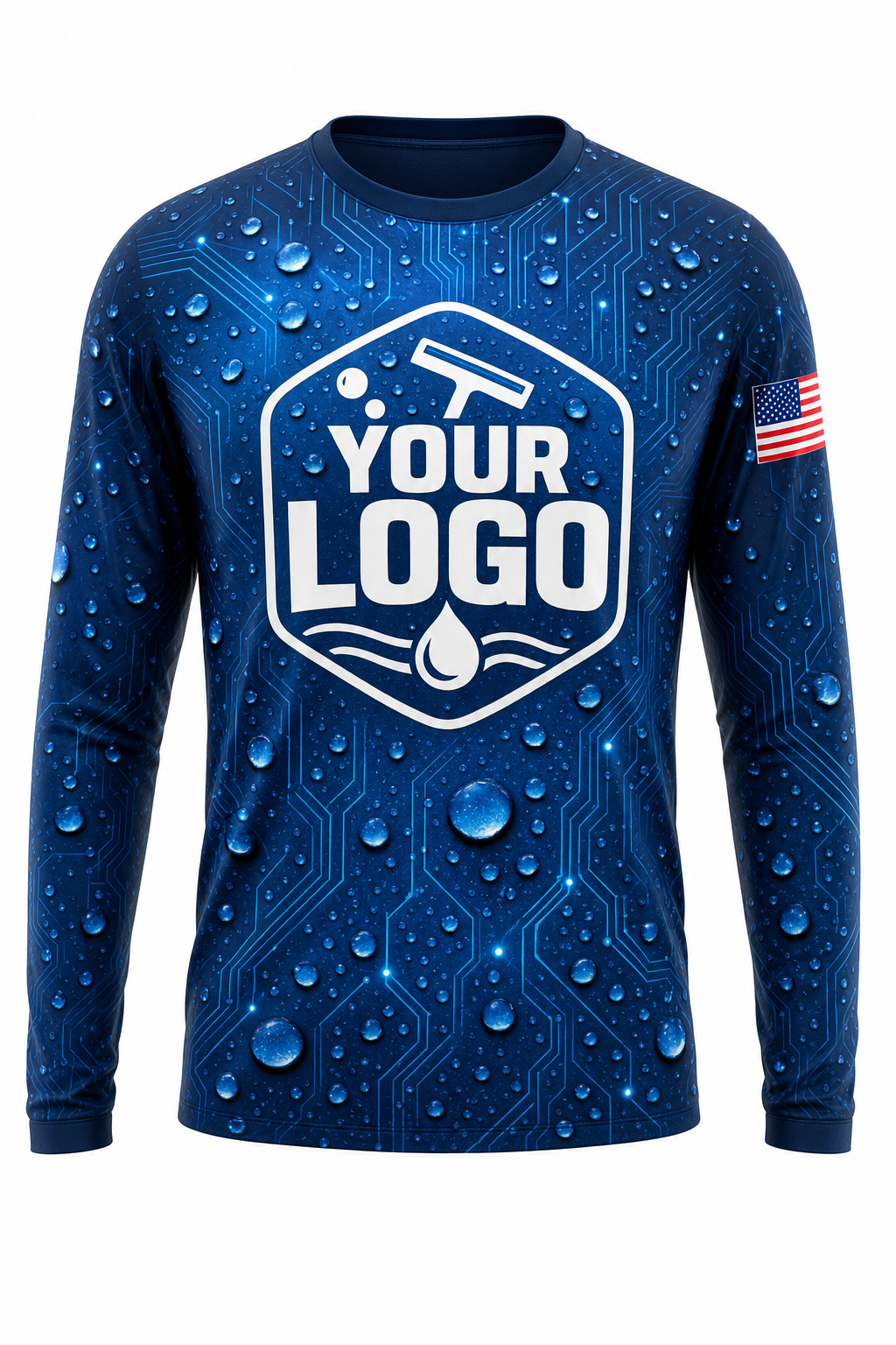 Hydro Tech custom window cleaning crew uniform long-sleeve shirt — front (longsleeve-front)