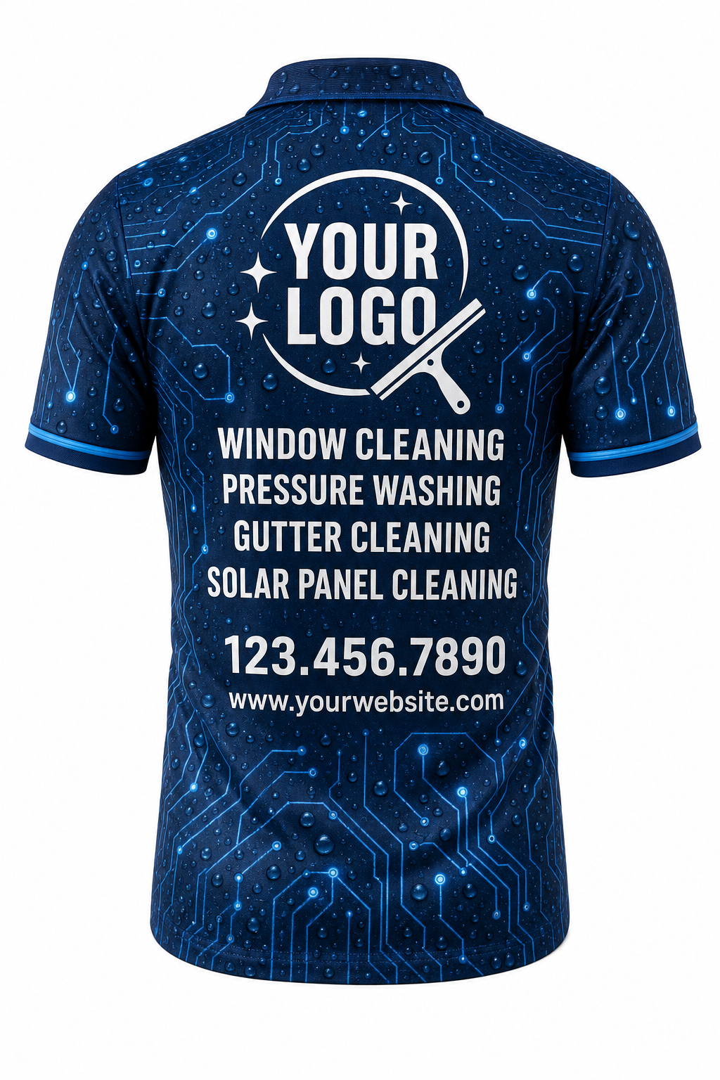 Hydro Tech custom window cleaning crew uniform polo shirt — back (polo-back)