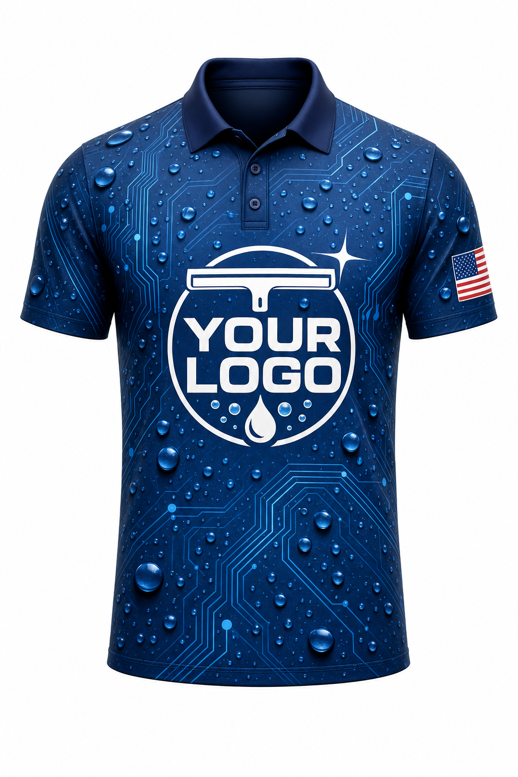 Hydro Tech custom window cleaning crew uniform polo shirt — front (polo-front)