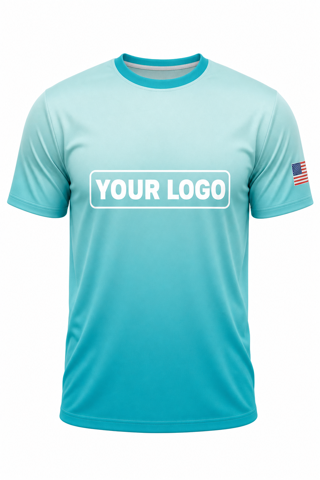 Ice Aqua custom crew uniform in ice blue fading into aqua