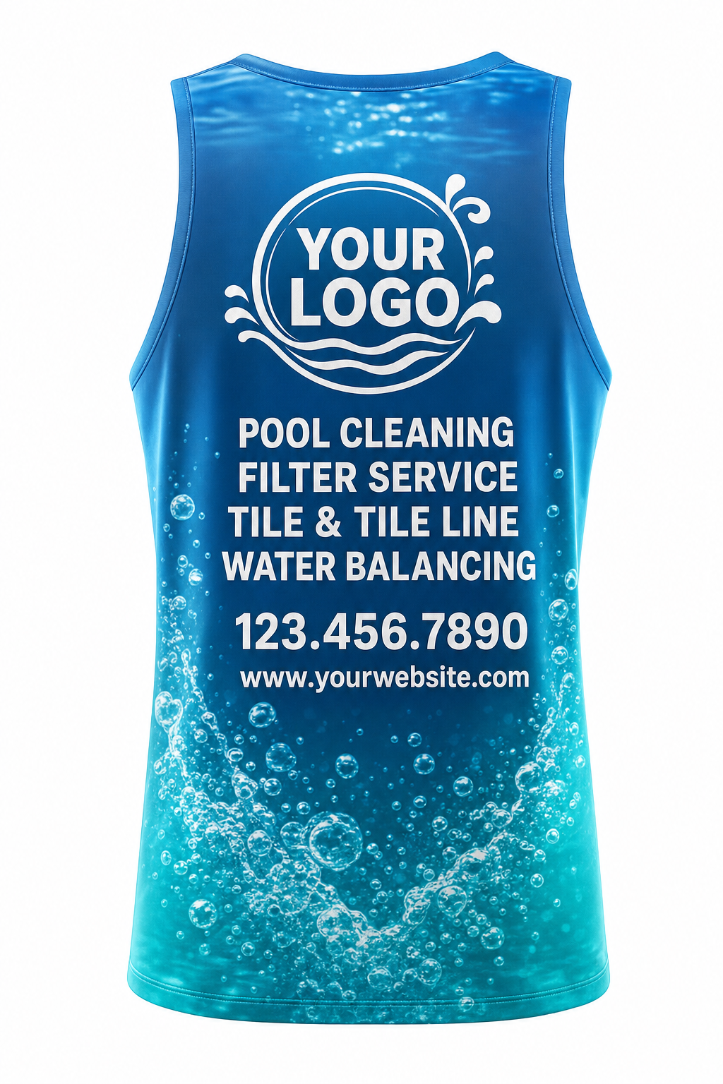 Lagoon Bubbles custom pool cleaning & service crew uniform Tank Top — back