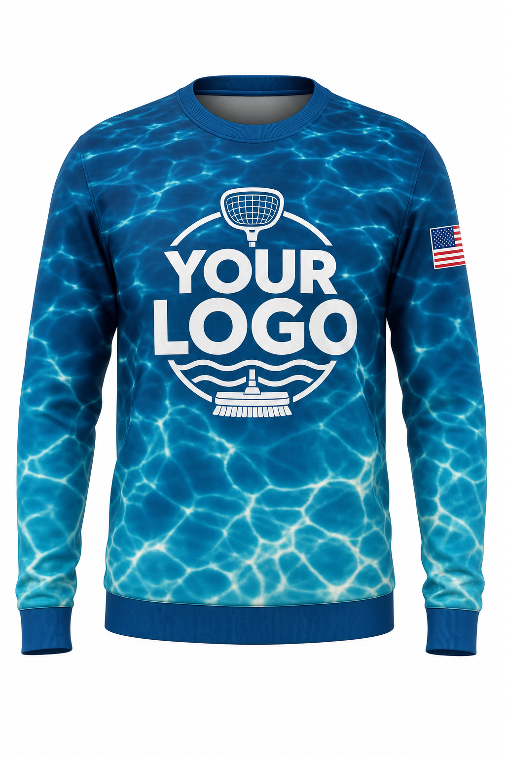 Lagoon Caustics custom pool cleaning crew uniform sweatshirt — front (sweatshirt-front)