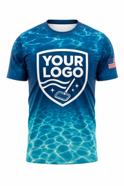 Lagoon Caustics custom pool cleaning crew uniform t-shirt — front (tee-front)