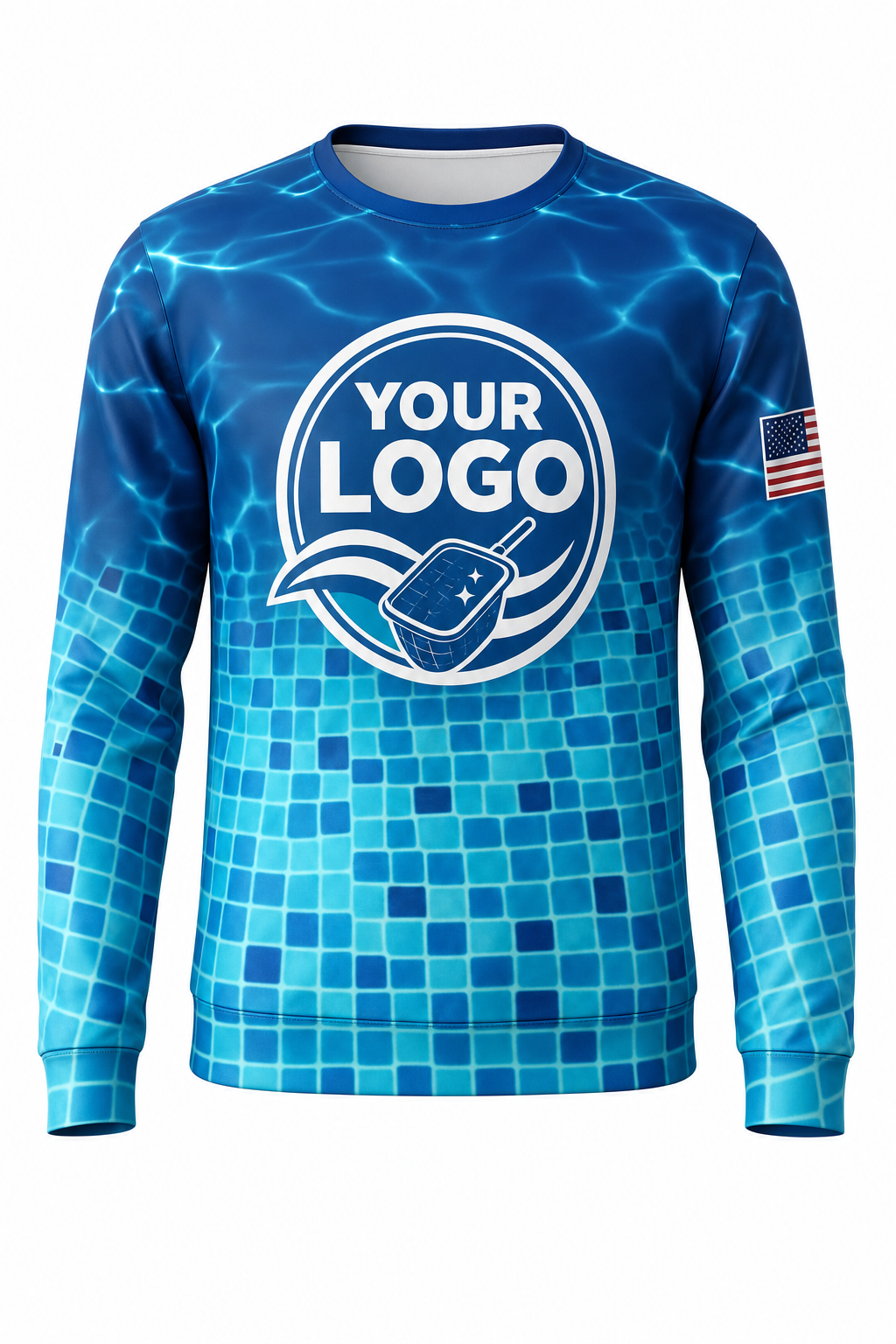 Lagoon Mosaic custom pool cleaning crew uniform sweatshirt — front (sweatshirt-front)