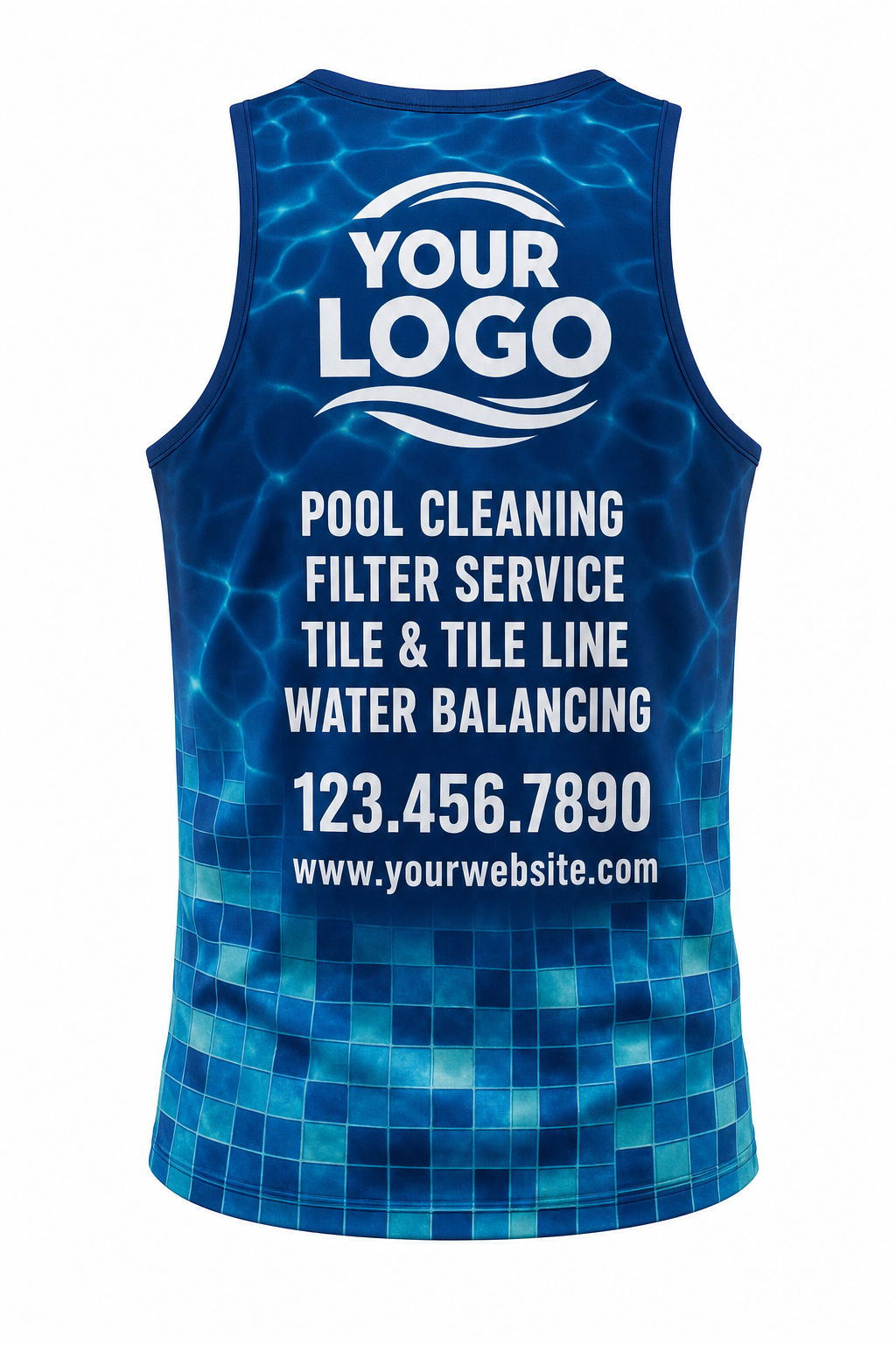 Lagoon Mosaic custom pool cleaning & service crew uniform Tank Top — back
