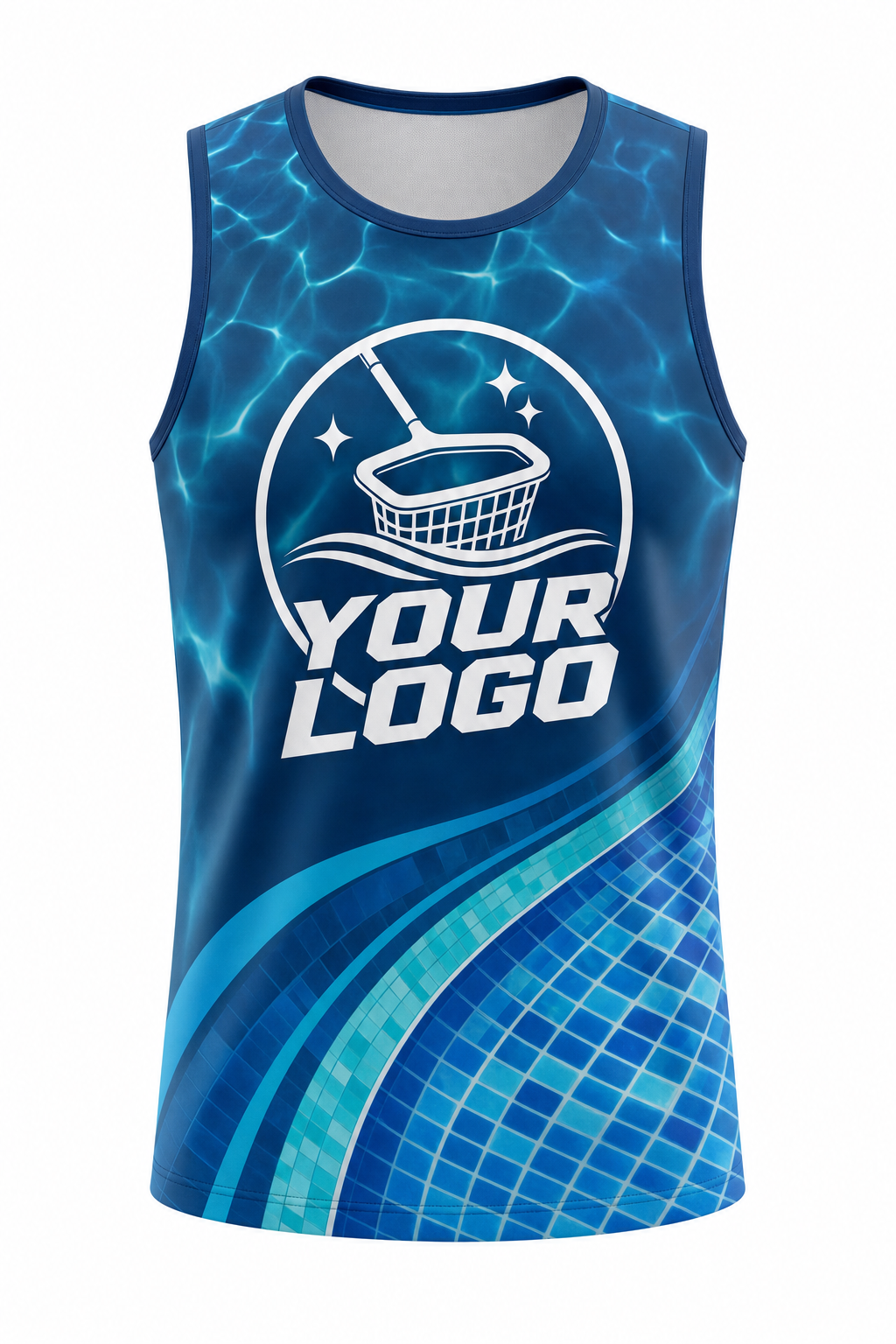 Lagoon Mosaic custom pool cleaning & service crew uniform Tank Top — front