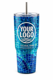 Lagoon Mosaic custom pool cleaning & service crew uniform Tumbler — front