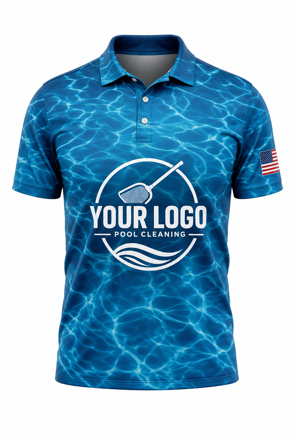 Lagoon Ripple custom pool cleaning crew uniform polo shirt — front (polo-front)