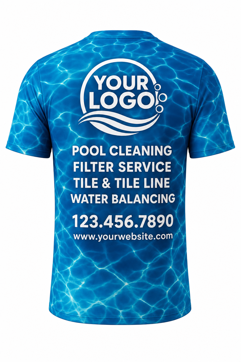 Lagoon Ripple custom pool cleaning crew uniform t-shirt — back (tee-back)