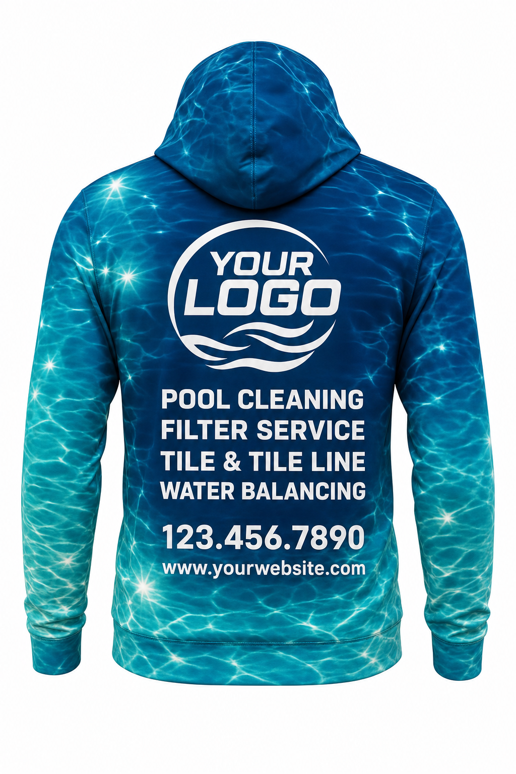 Lagoon Sun Sparkle custom pool cleaning crew uniform hoodie — back (hoodie-back)