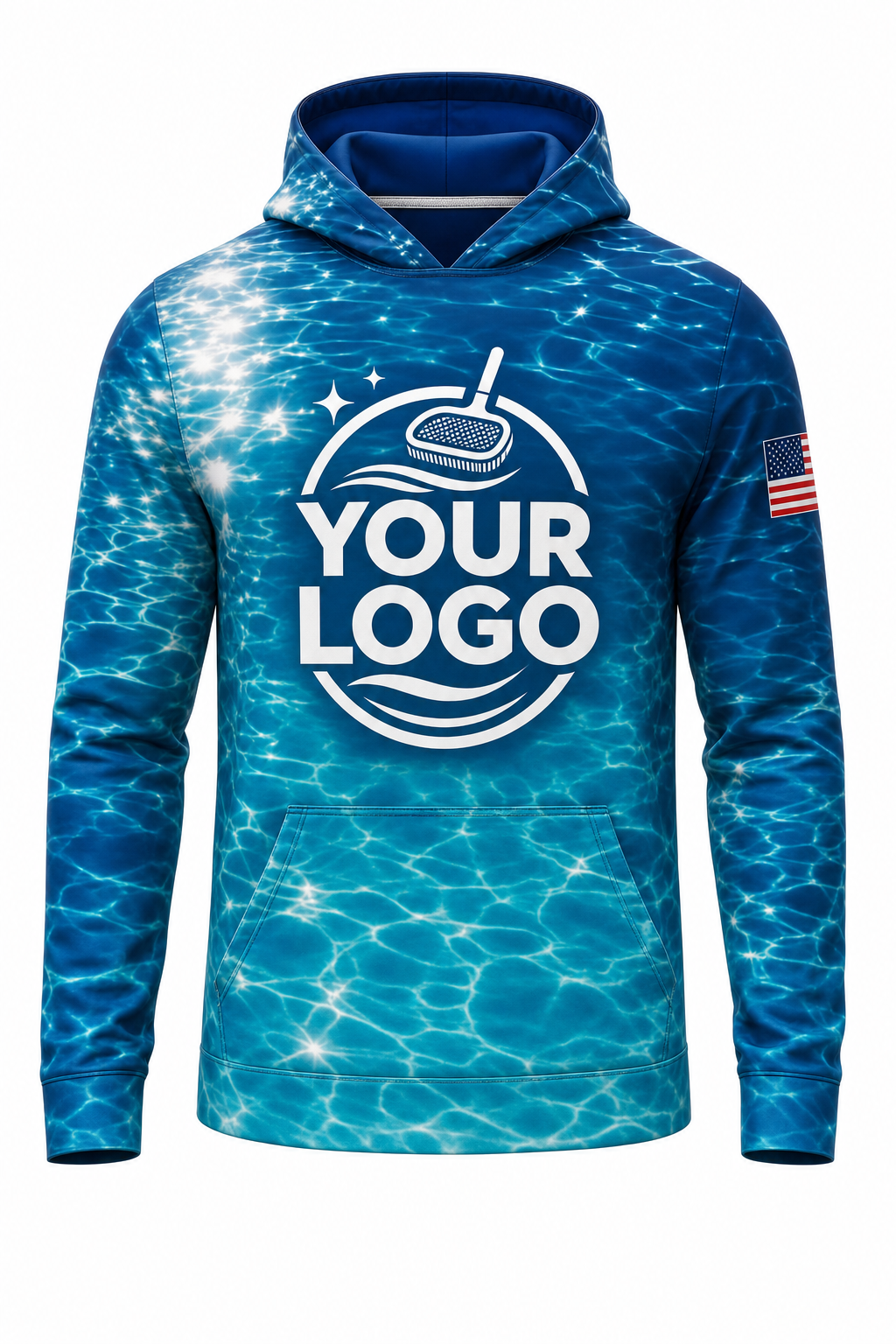 Lagoon Sun Sparkle custom pool cleaning crew uniform hoodie — front (hoodie-front)