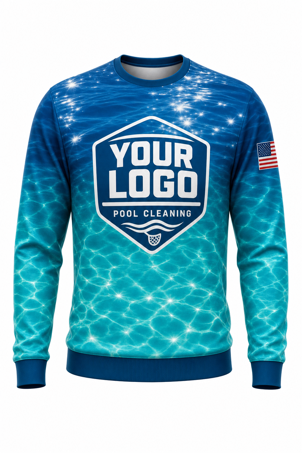Lagoon Sun Sparkle custom pool cleaning crew uniform sweatshirt — front (sweatshirt-front)