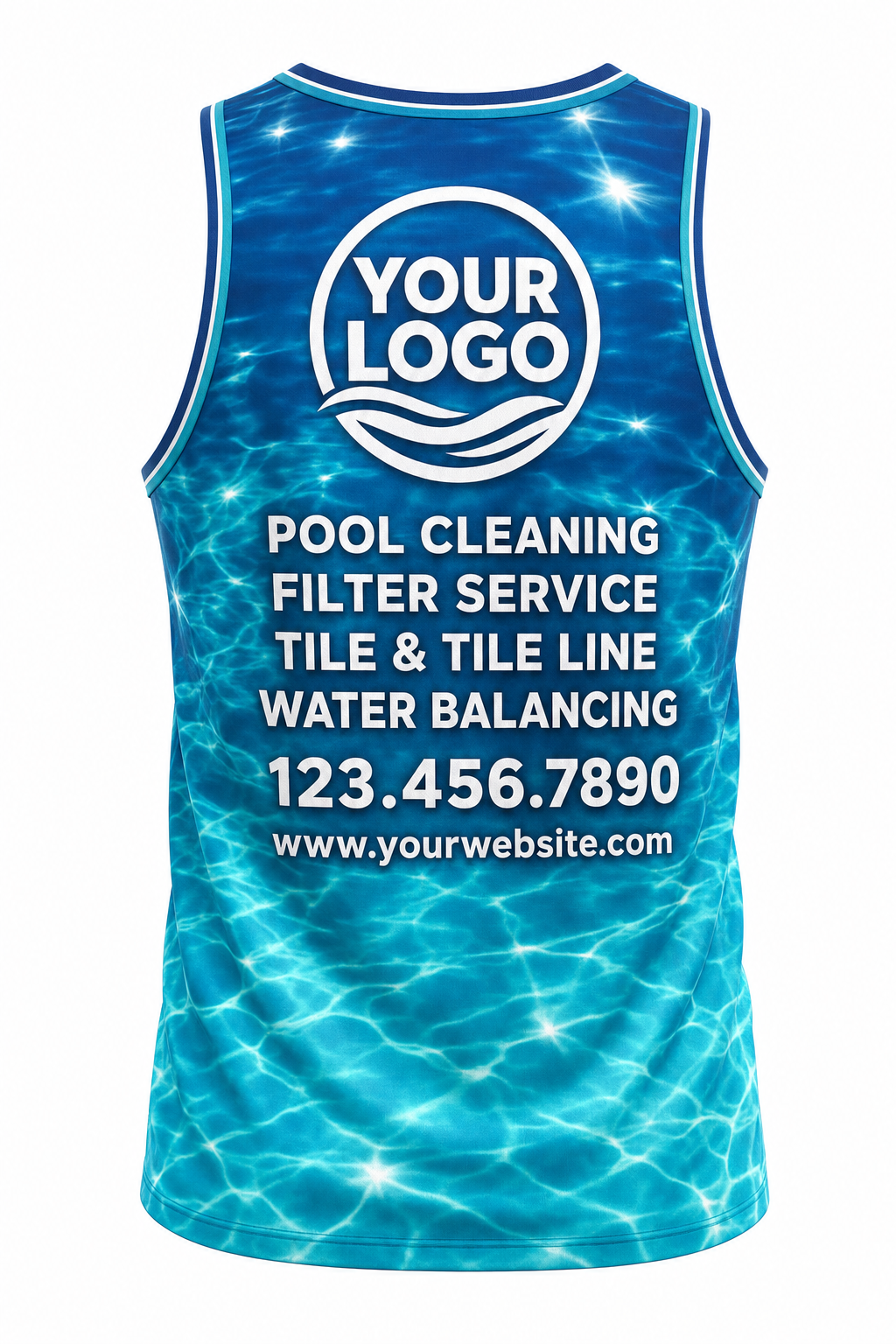 Lagoon Sun Sparkle custom pool cleaning & service crew uniform Tank Top — back