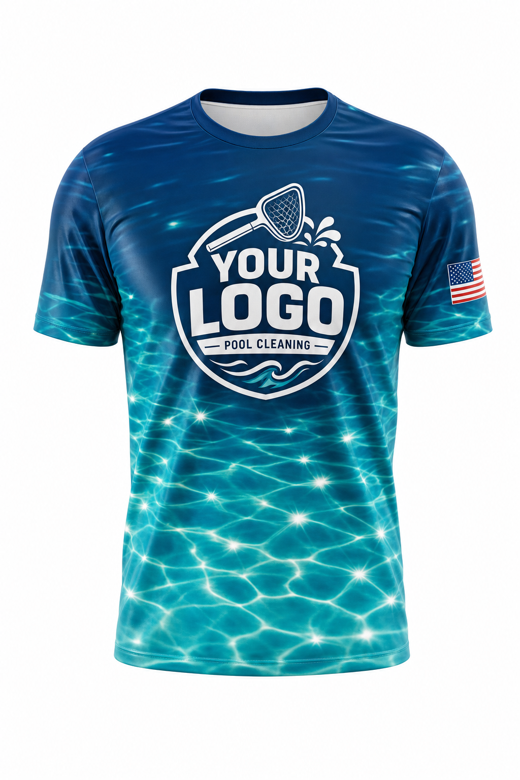 Lagoon Sun Sparkle custom pool cleaning crew uniform t-shirt — front (tee-front)