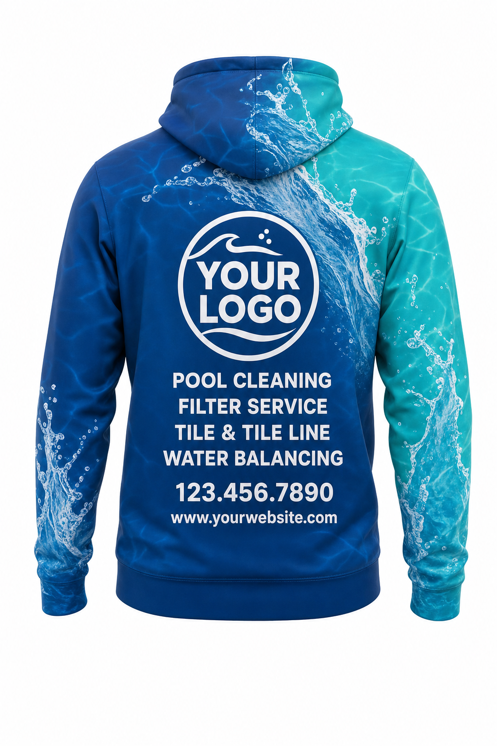 Lagoon Splash custom pool cleaning crew uniform hoodie — back (hoodie-back)