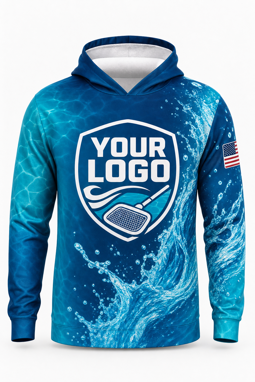 Lagoon Splash custom pool cleaning crew uniform hoodie — front (hoodie-front)