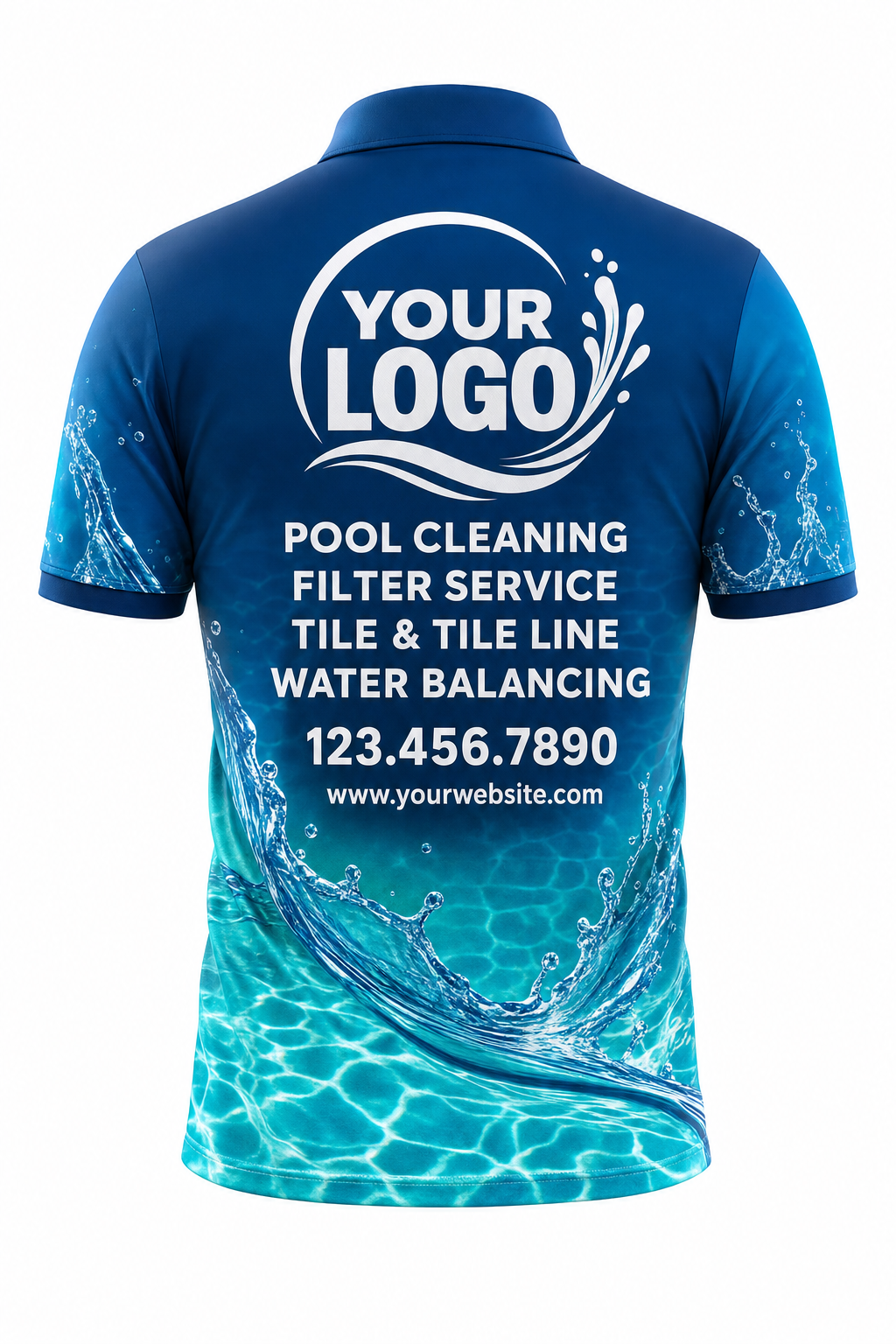 Lagoon Splash custom pool cleaning crew uniform polo shirt — back (polo-back)