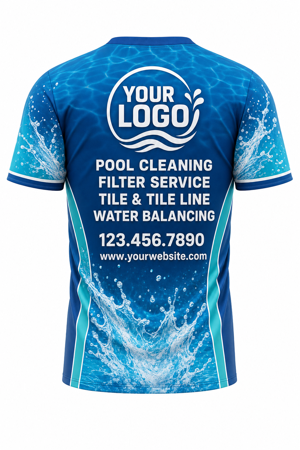 Lagoon Splash custom pool cleaning crew uniform t-shirt — back (tee-back)