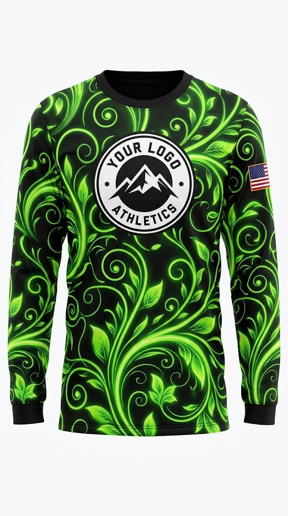 Neon Lime Vine — Lawn Care Crew Long Sleeve (Custom AOP)