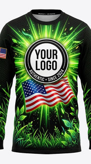 Patriot Burst — Lawn Care Crew Long Sleeve (Custom AOP)