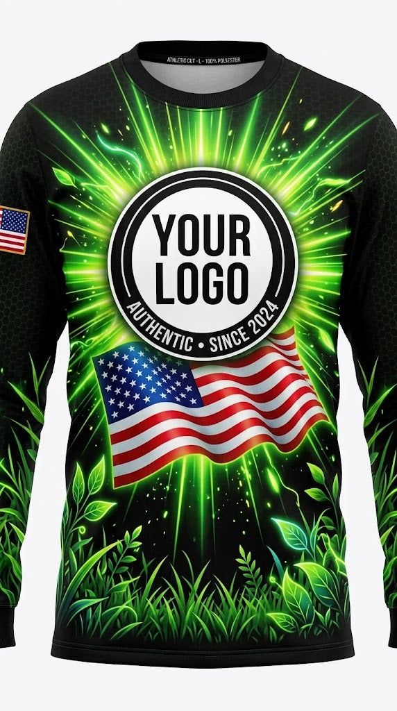 Patriot Burst — Lawn Care Crew Long Sleeve (Custom AOP)