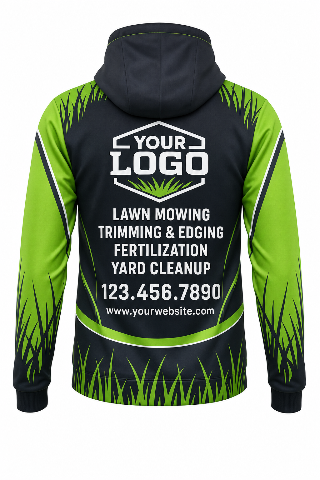 Lime Grass Blades custom lawn care & landscaping crew uniform Hoodie — back