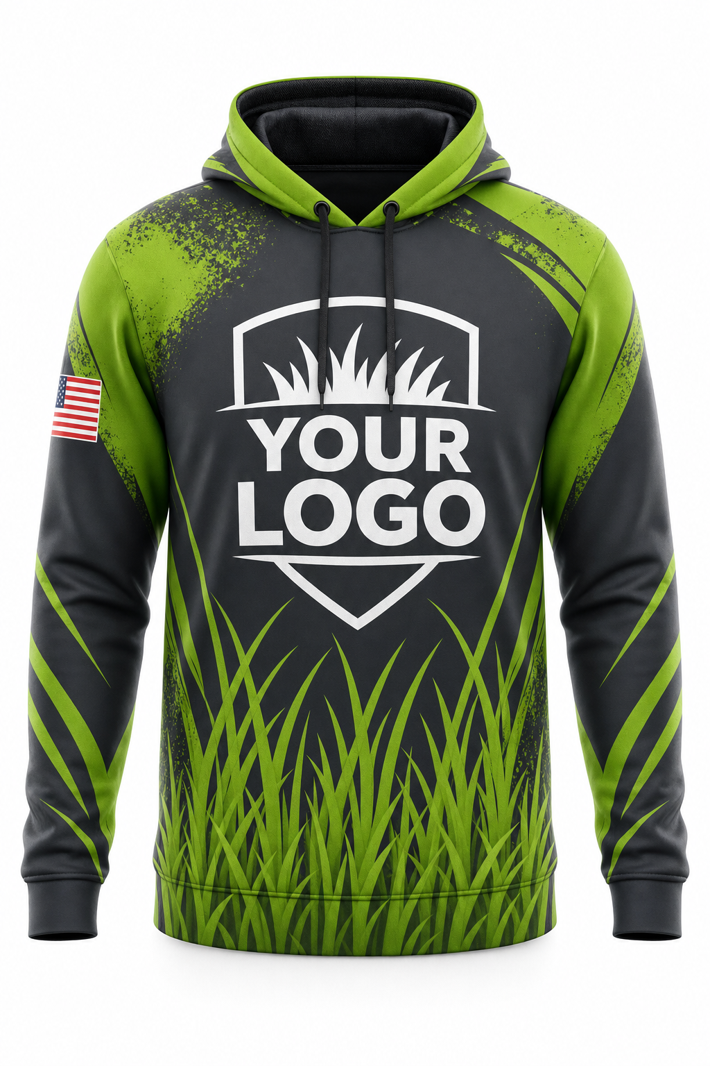 Lime Grass Blades custom lawn care & landscaping crew uniform Hoodie — front
