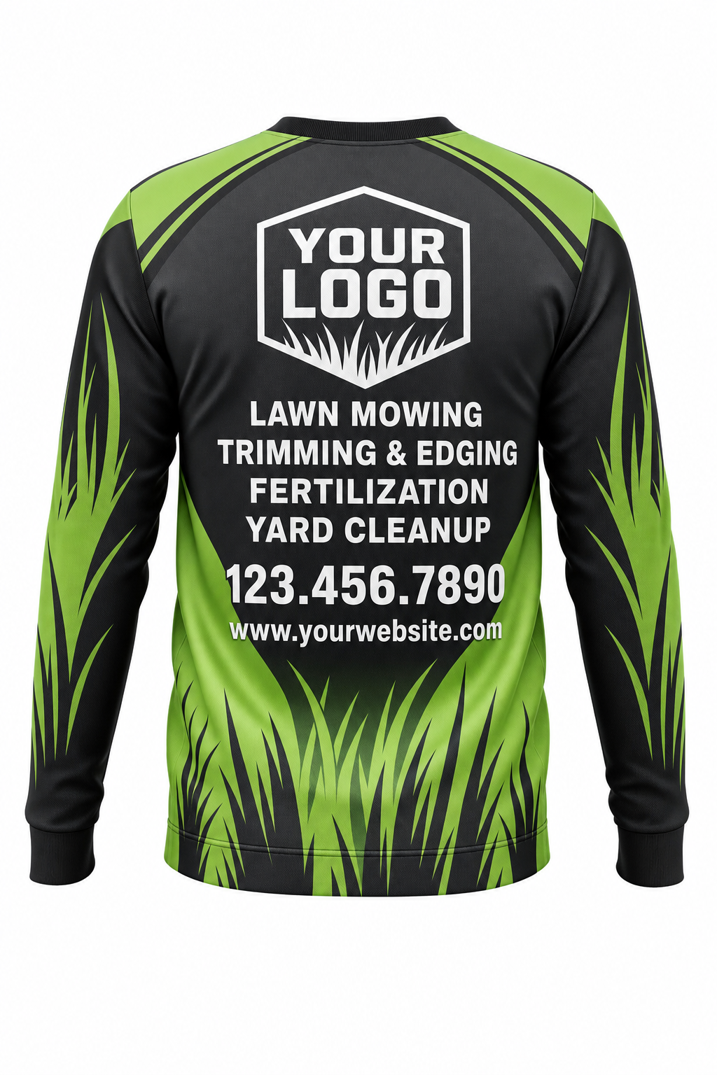 Lime Grass Blades custom lawn care & landscaping crew uniform Sweatshirt — back