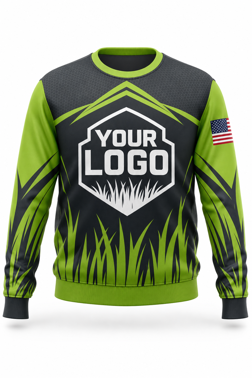 Lime Grass Blades custom lawn care & landscaping crew uniform Sweatshirt — front