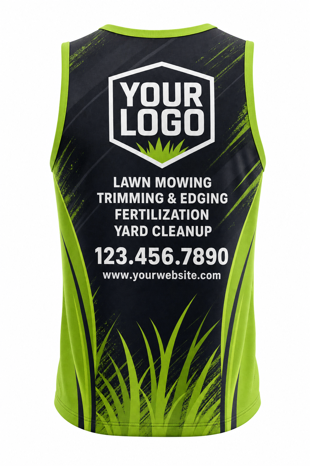Lime Grass Blades custom lawn care & landscaping crew uniform Tank Top — back