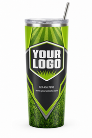 Lime Mow Stripes custom lawn care & landscaping crew uniform Tumbler — front