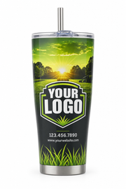 Lime Sunrise Yard custom lawn care & landscaping crew uniform Tumbler — front